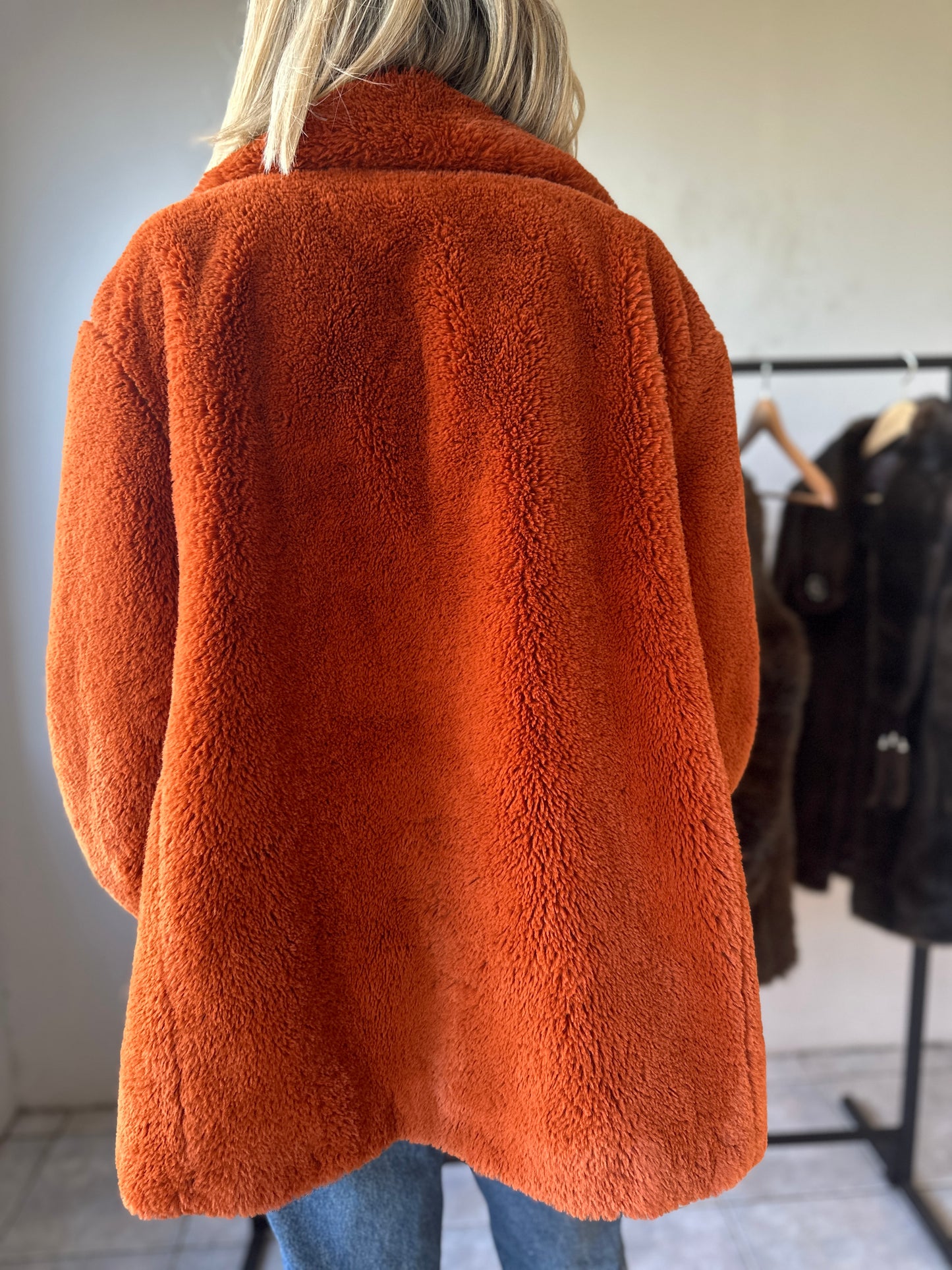 Burns orange fur coat