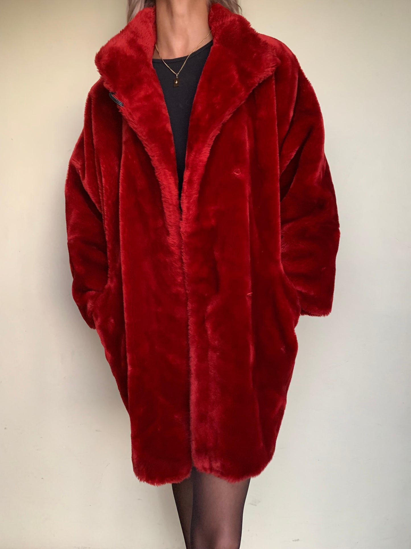 Red velvet faux fur