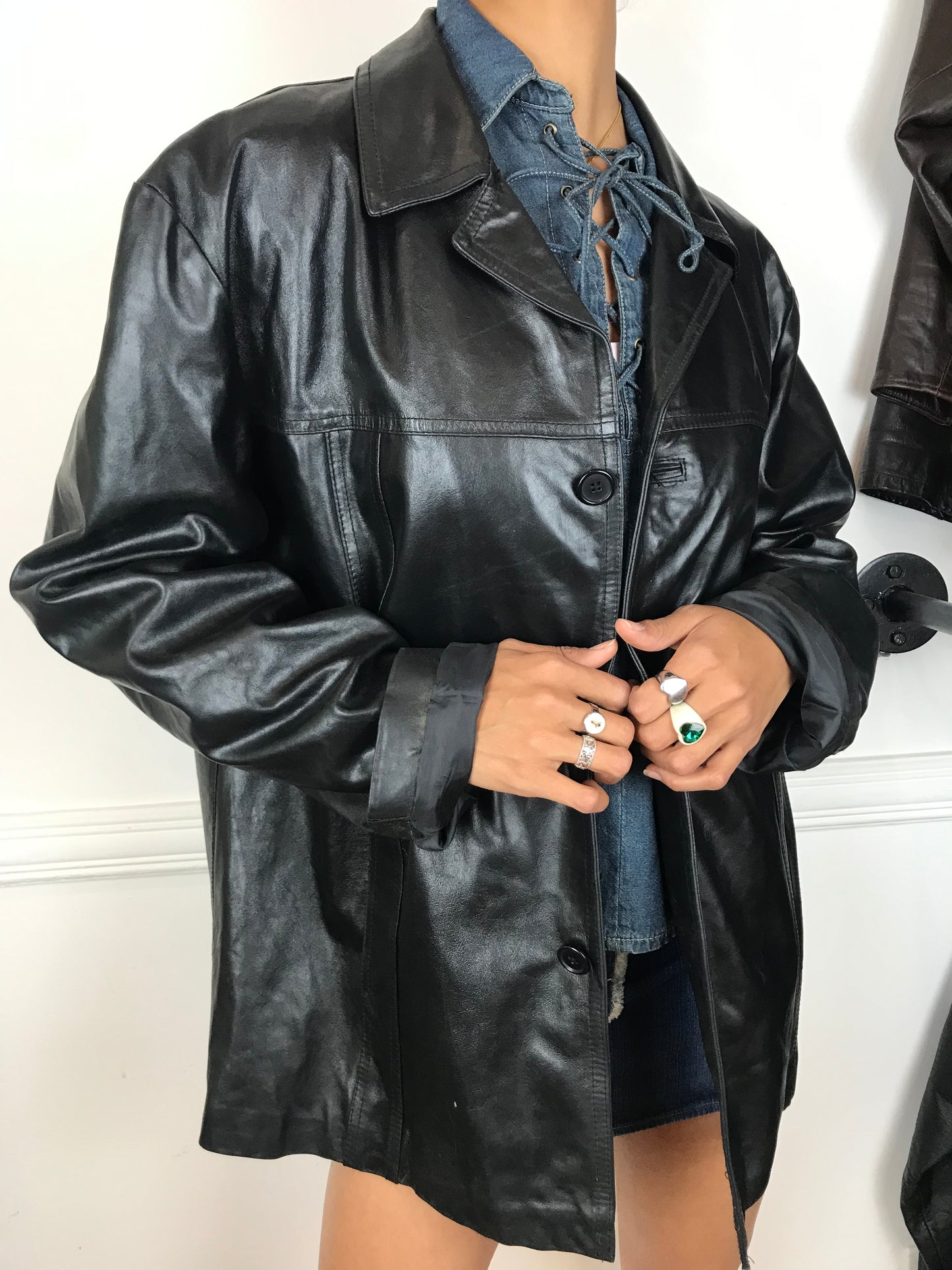 Mens oversized leather jacket