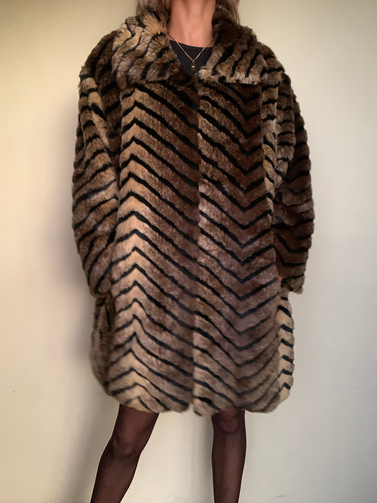 Stripey faux fur