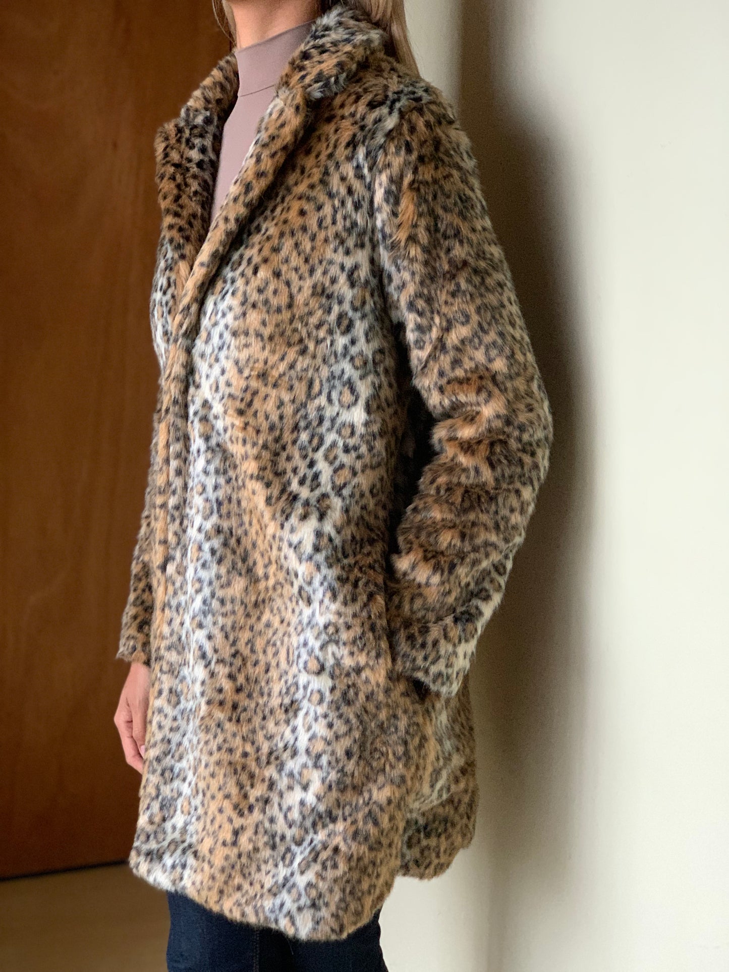 Leopard print fur coat