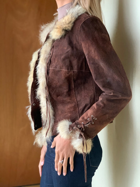 Suede jacket with fur