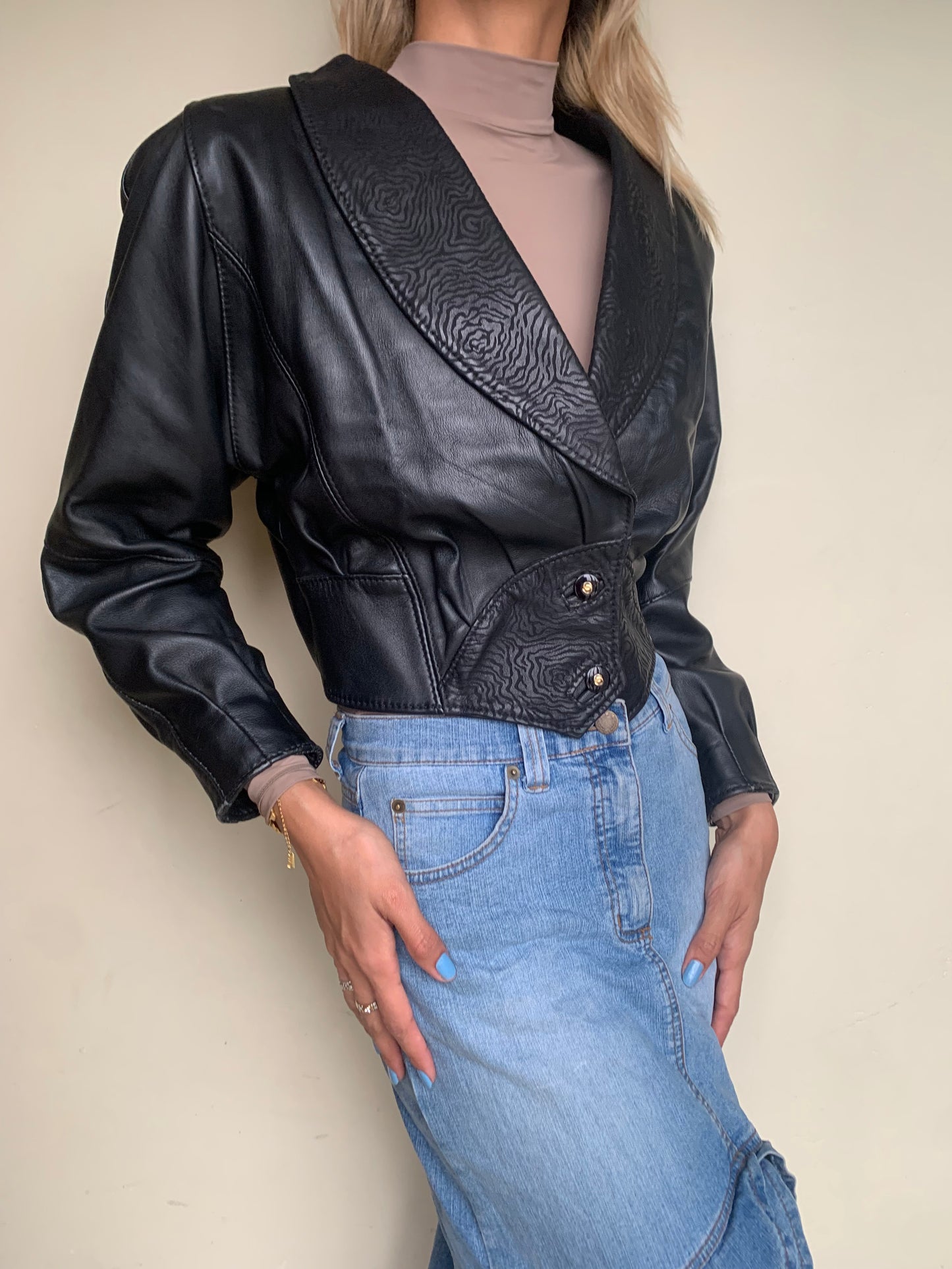 80s style leather jacket