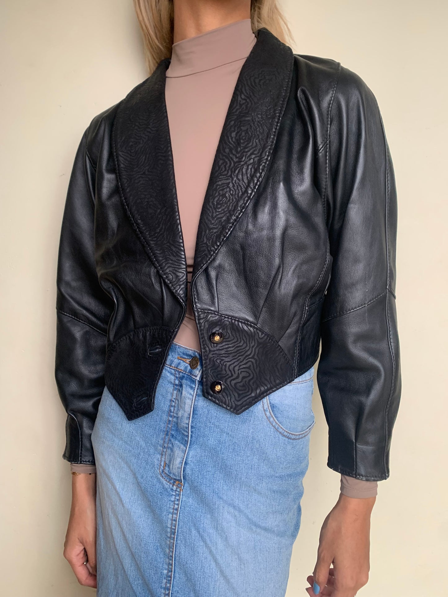 80s style leather jacket