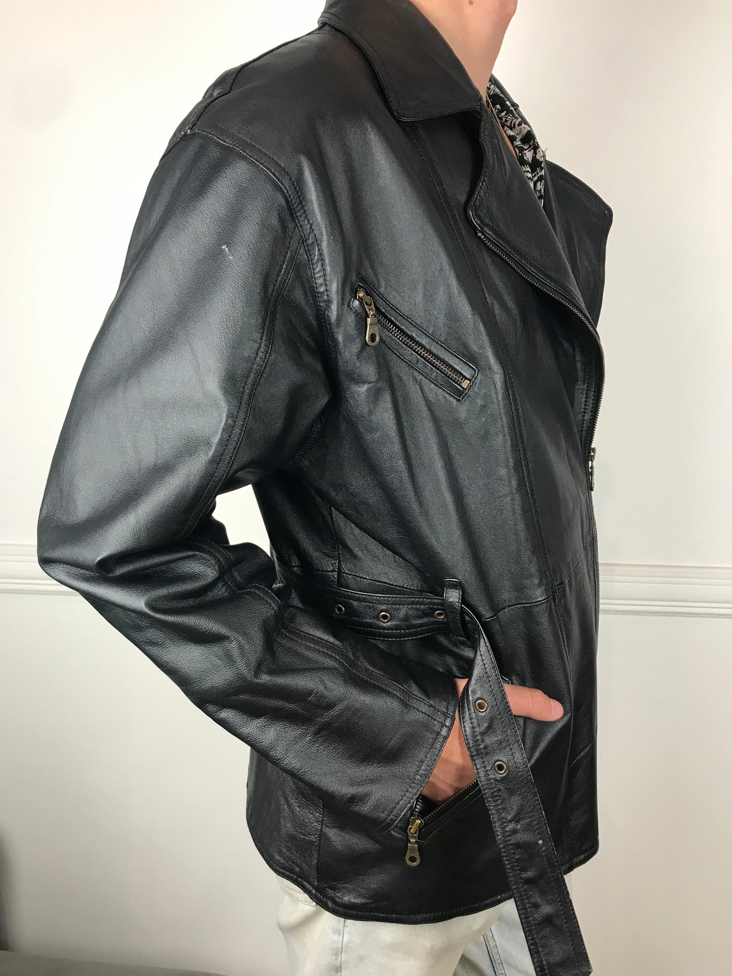 Mens Old school leather biker