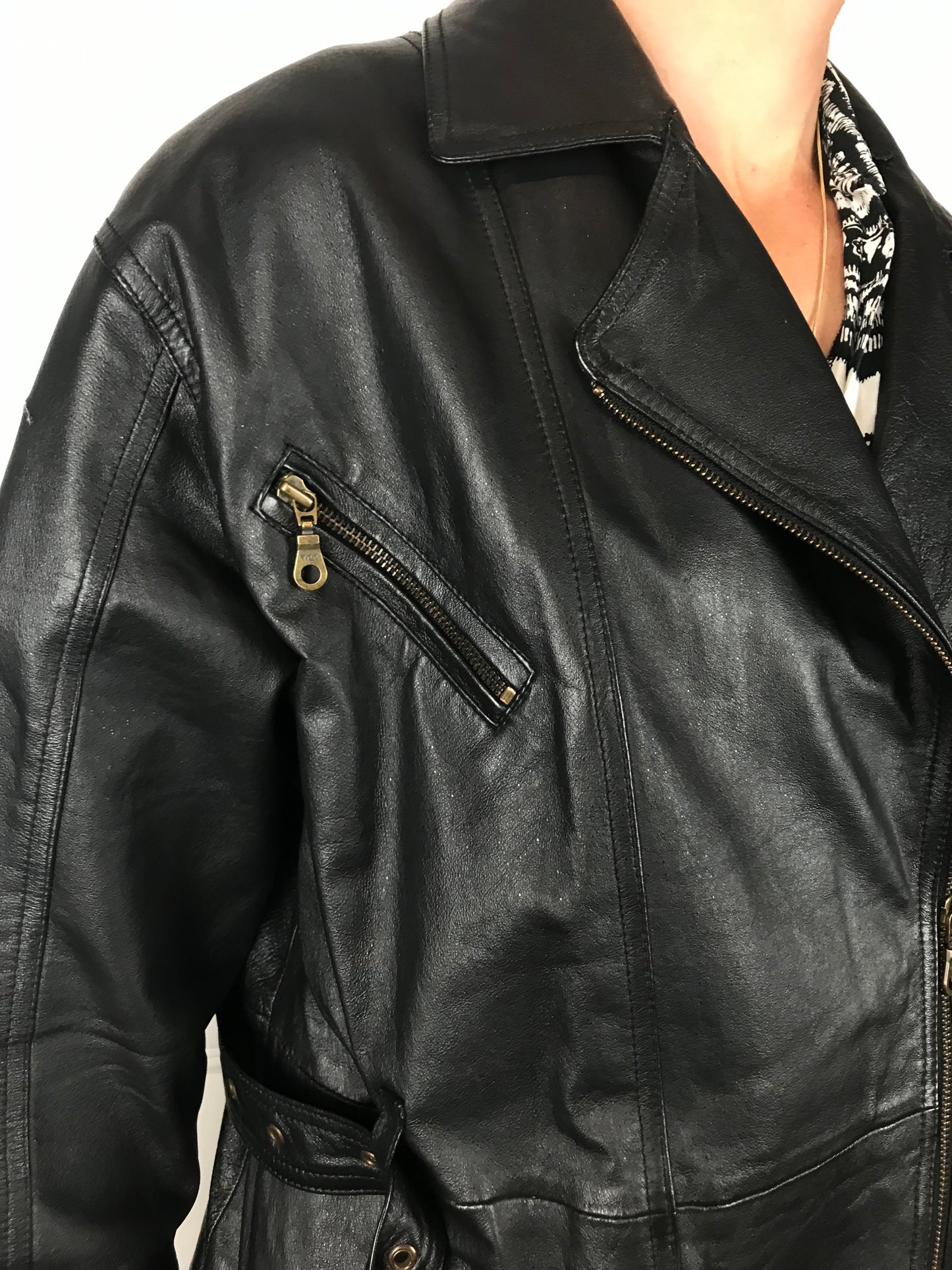 Mens Old school leather biker