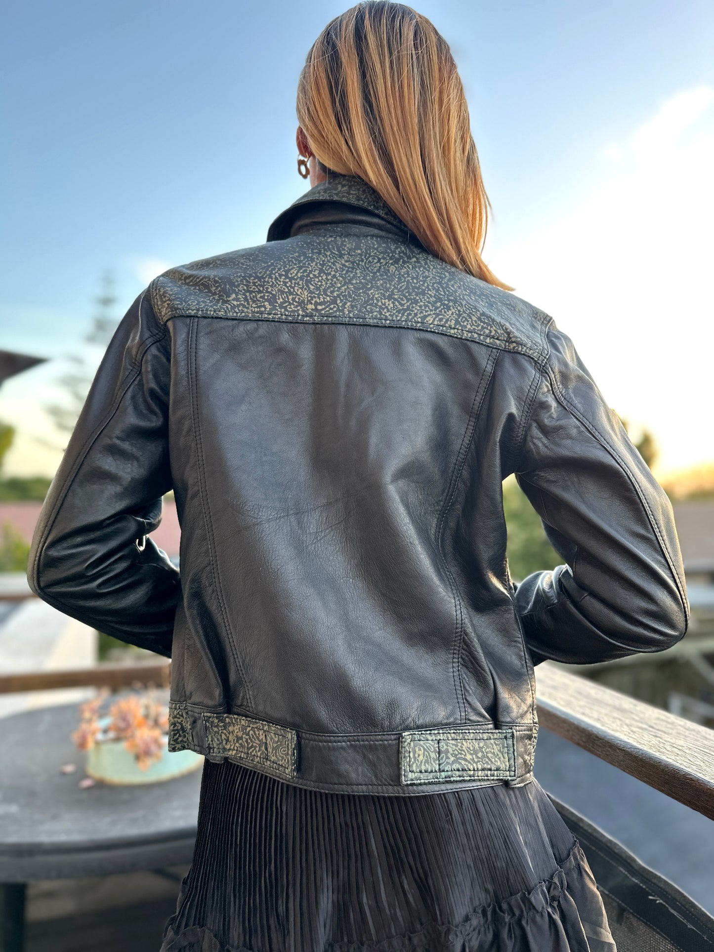 Leather trucker jacket