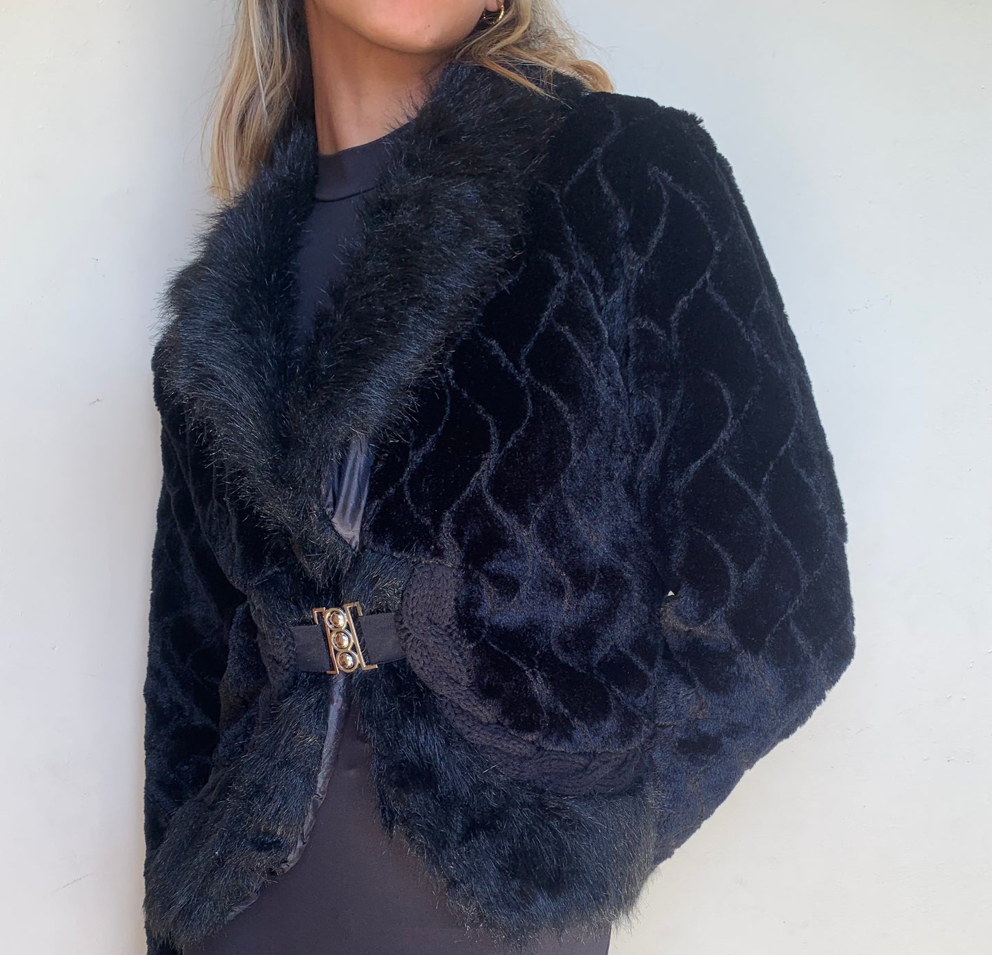 Patterned fur jacket