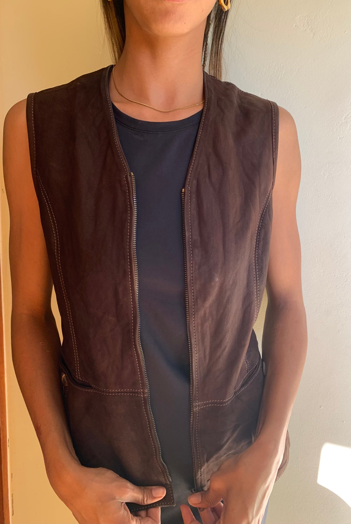 Suede leather waistcoat