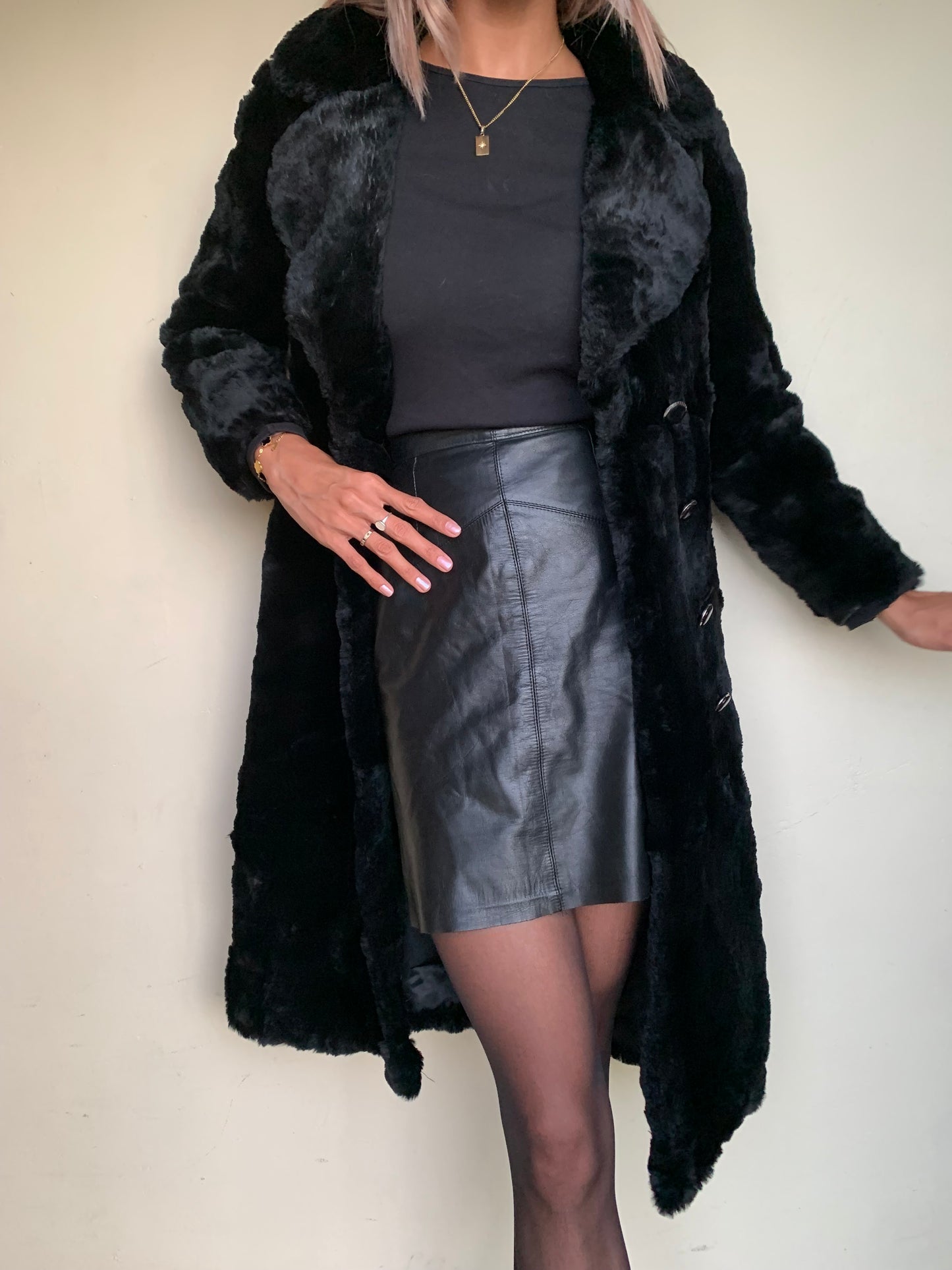 X-long faux fur coat