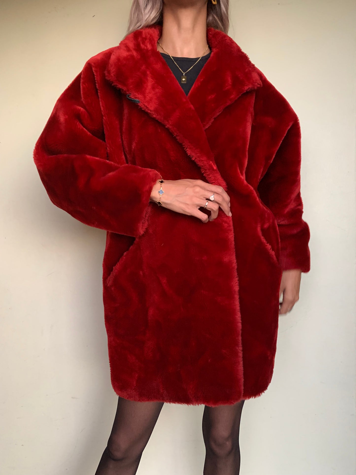 Red velvet faux fur