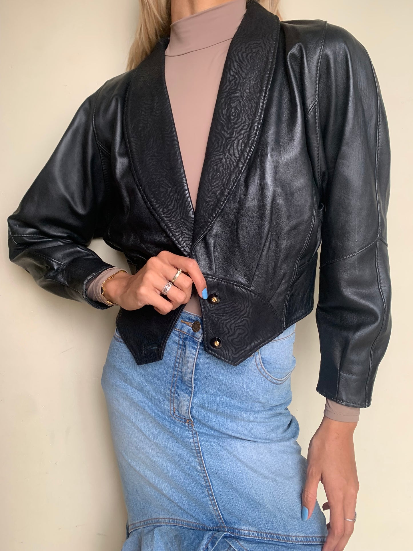 80s style leather jacket