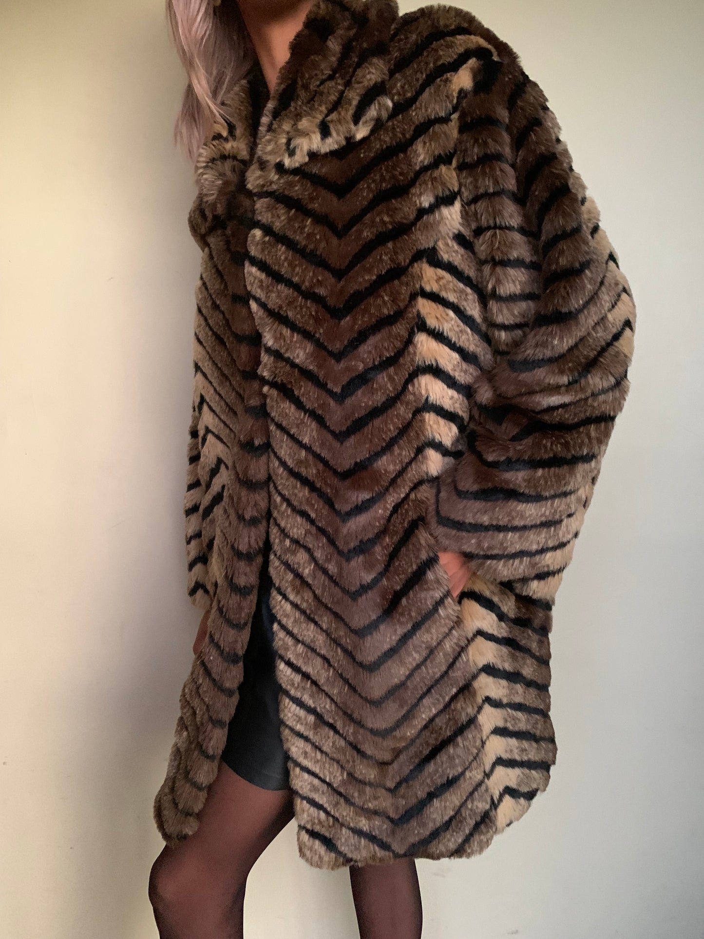 Stripey faux fur