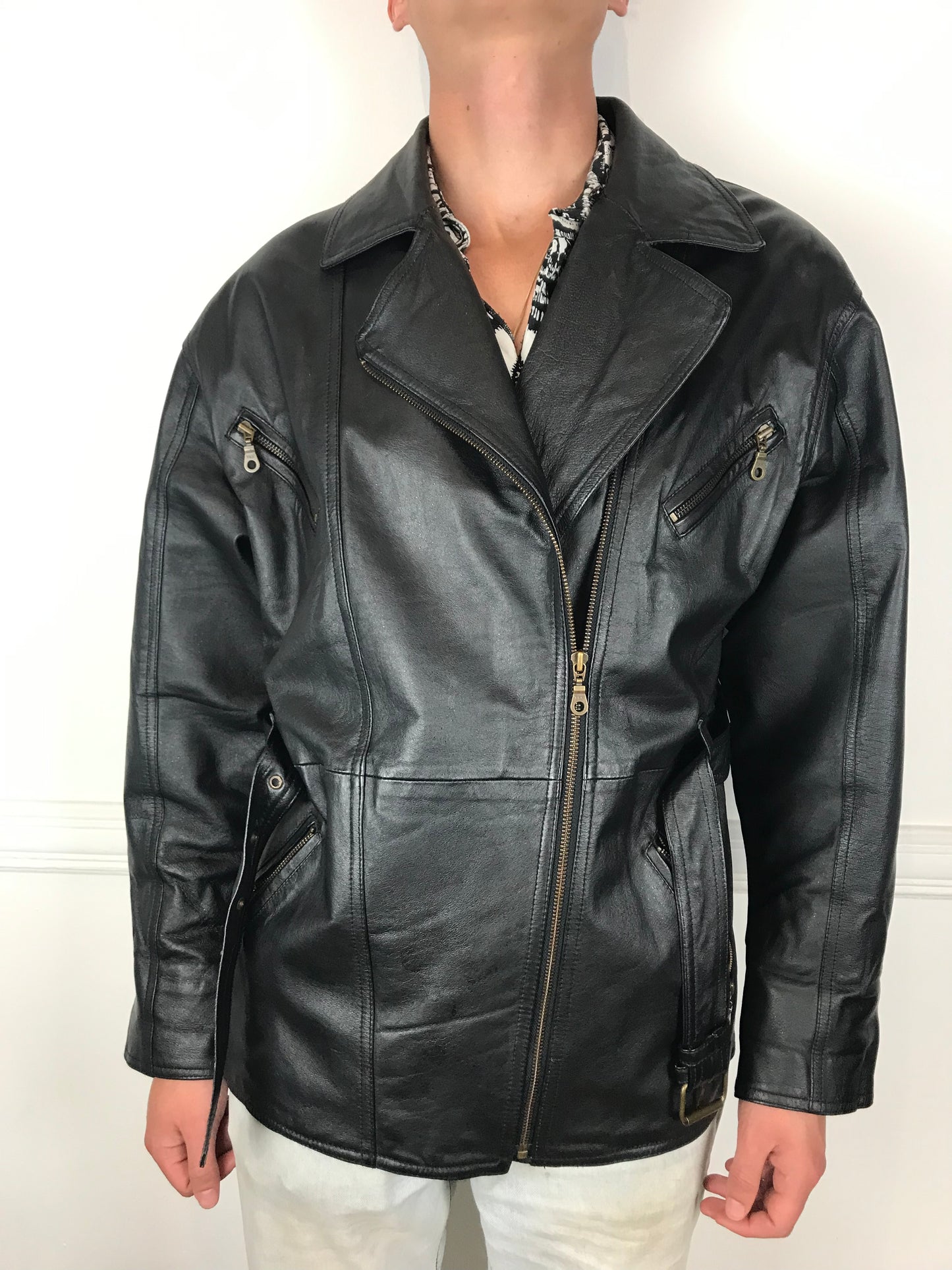 Mens Old school leather biker