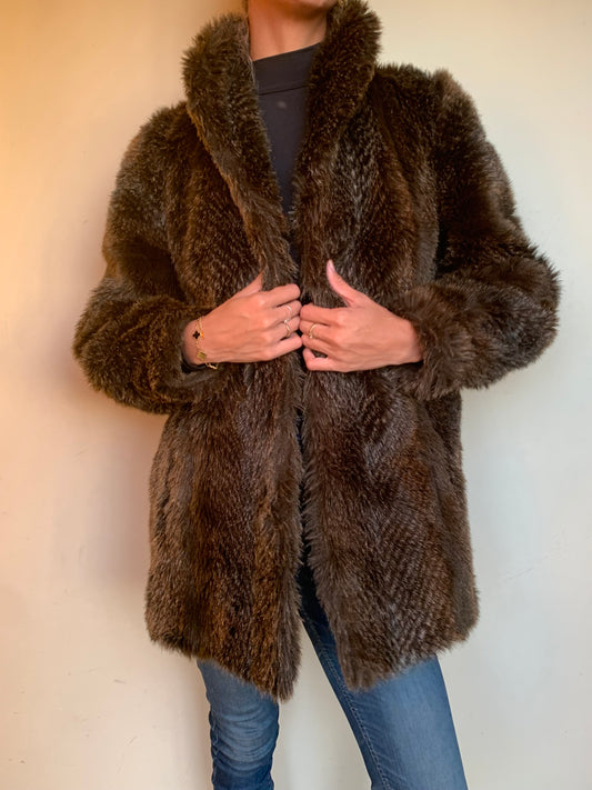 Brown faux fur