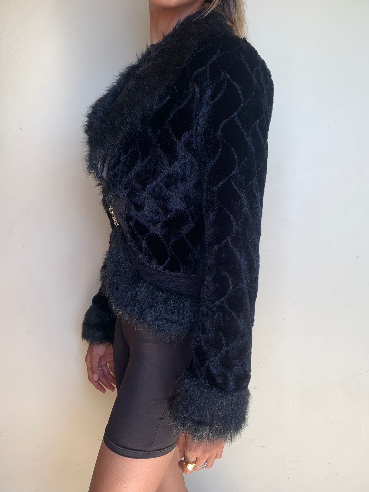 Patterned fur jacket