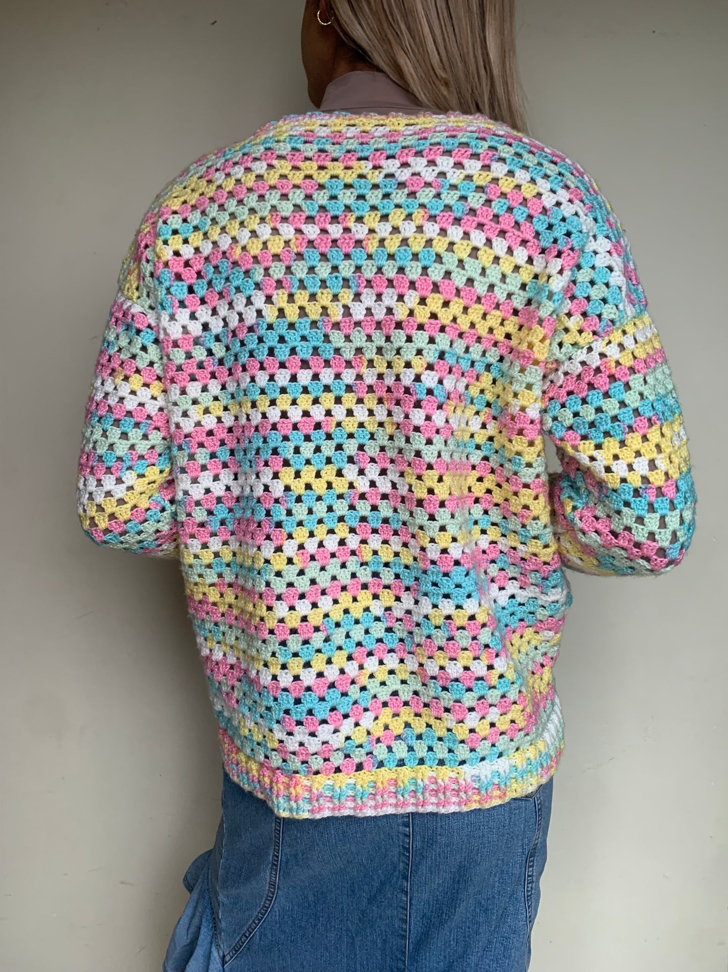 Multicoloured crochet jersey