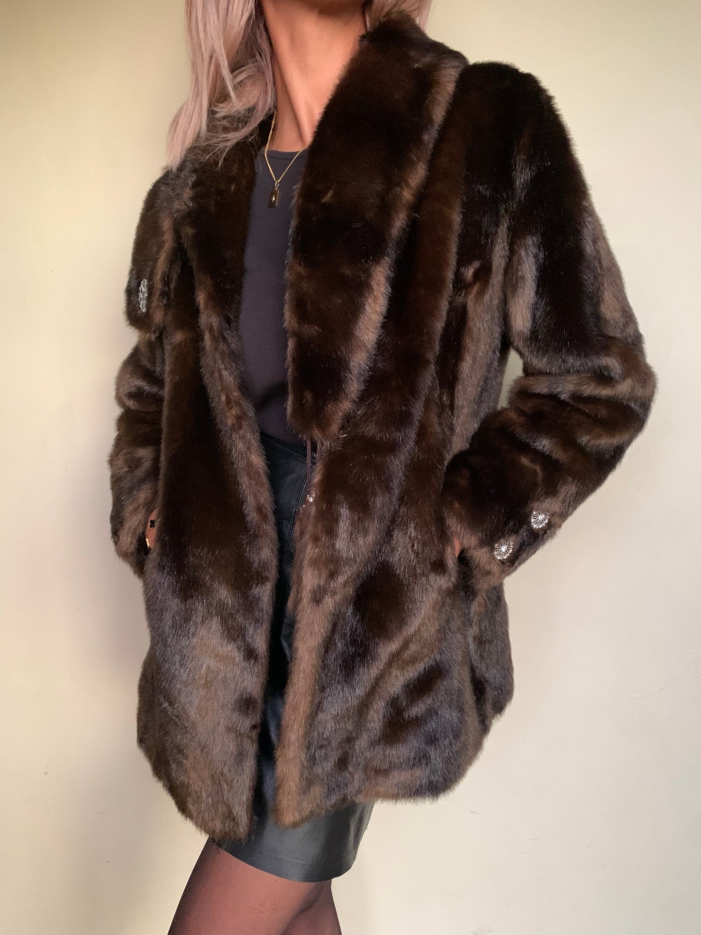 Brown faux fur with tassel