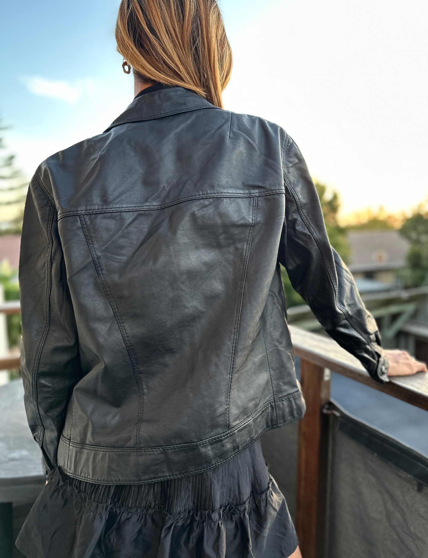 Leather trucker jacket