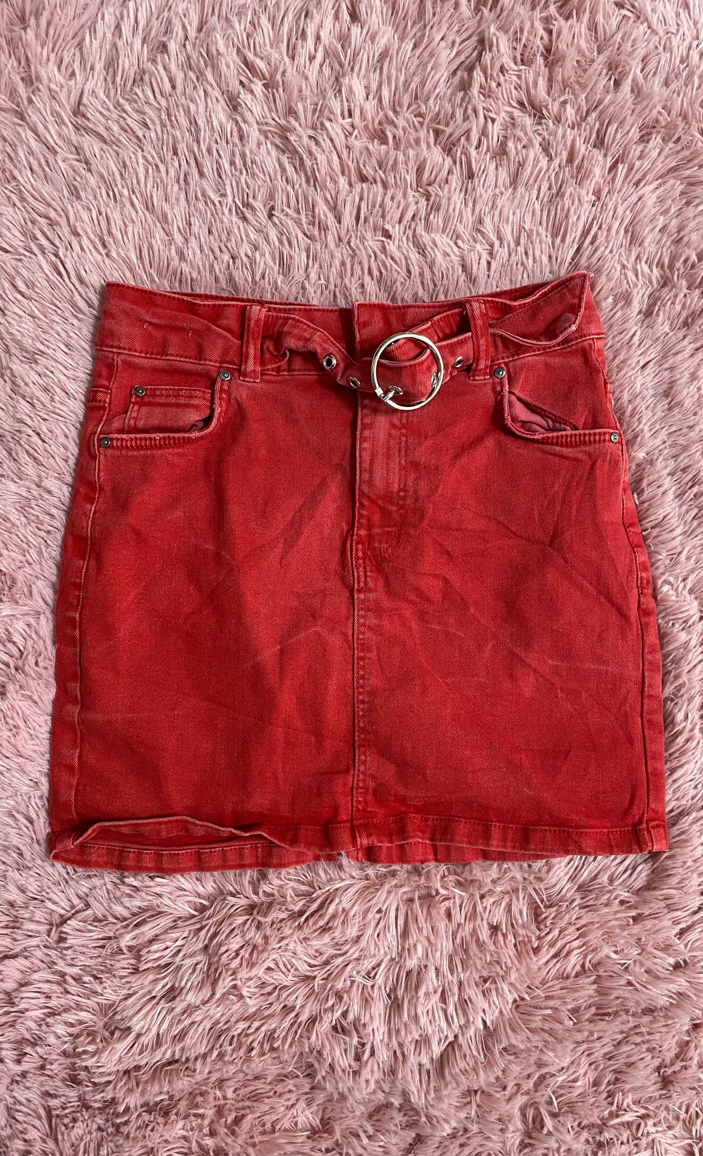 Red mini skirt