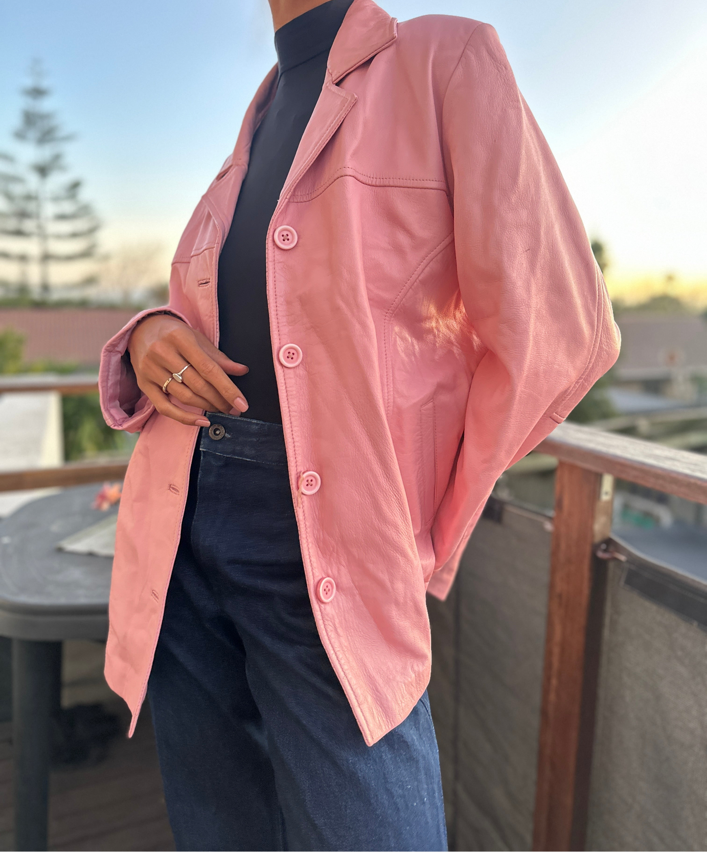 Pink leather blazer