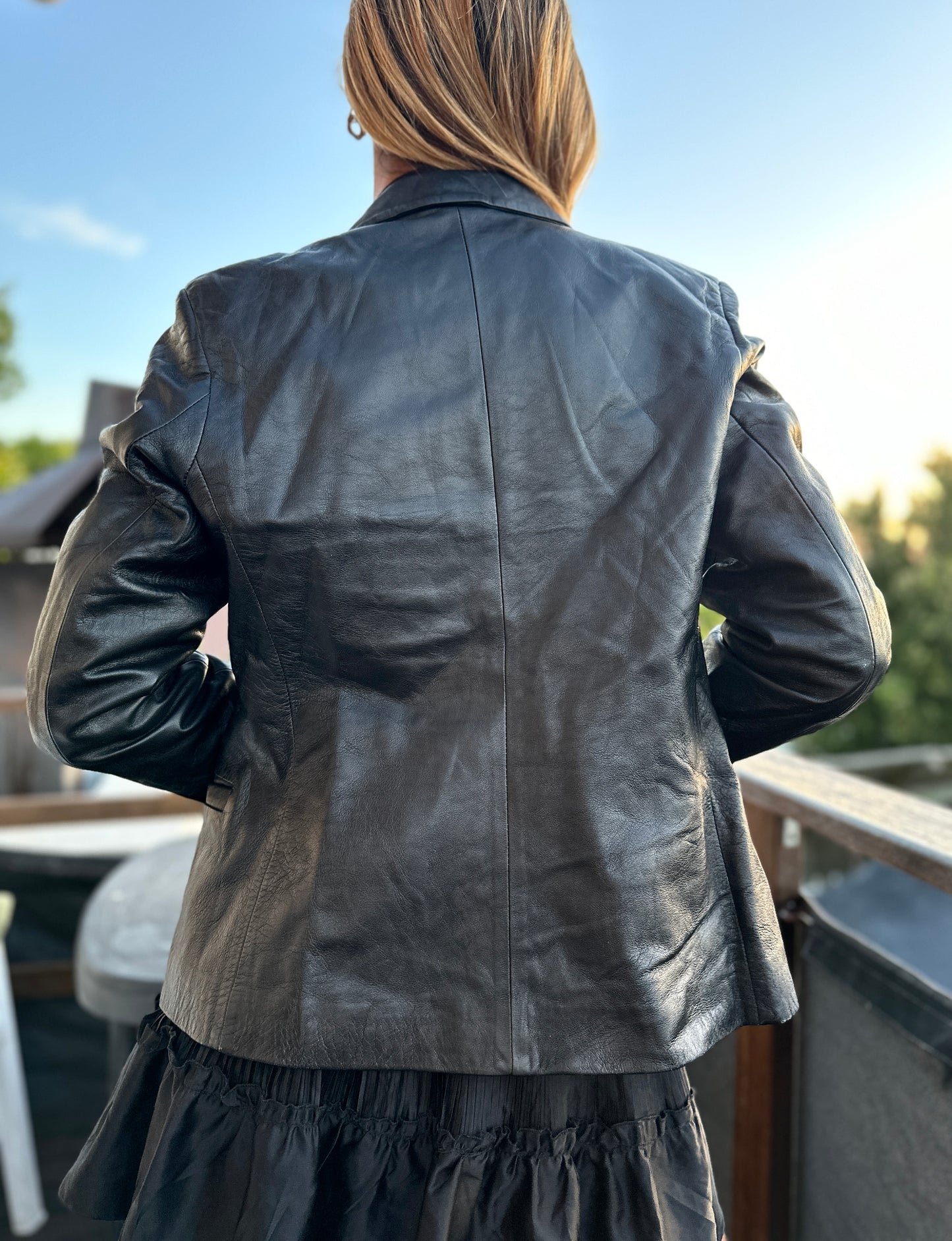 Leather short blazer