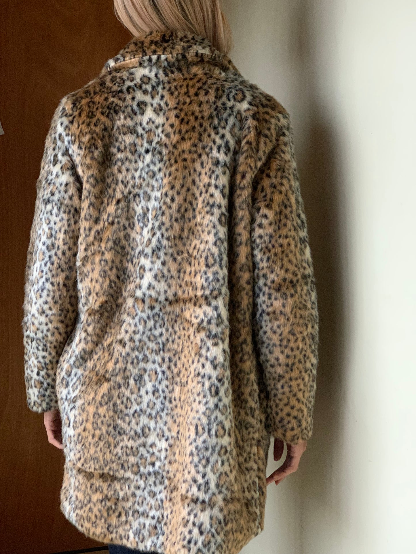 Leopard print fur coat