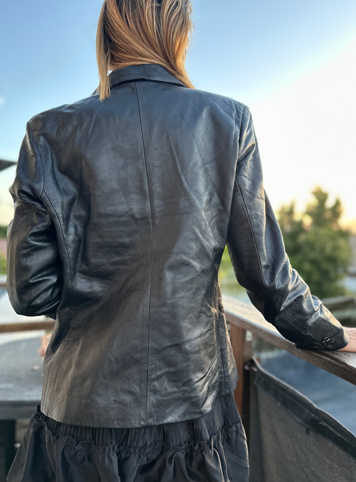 Leather short blazer