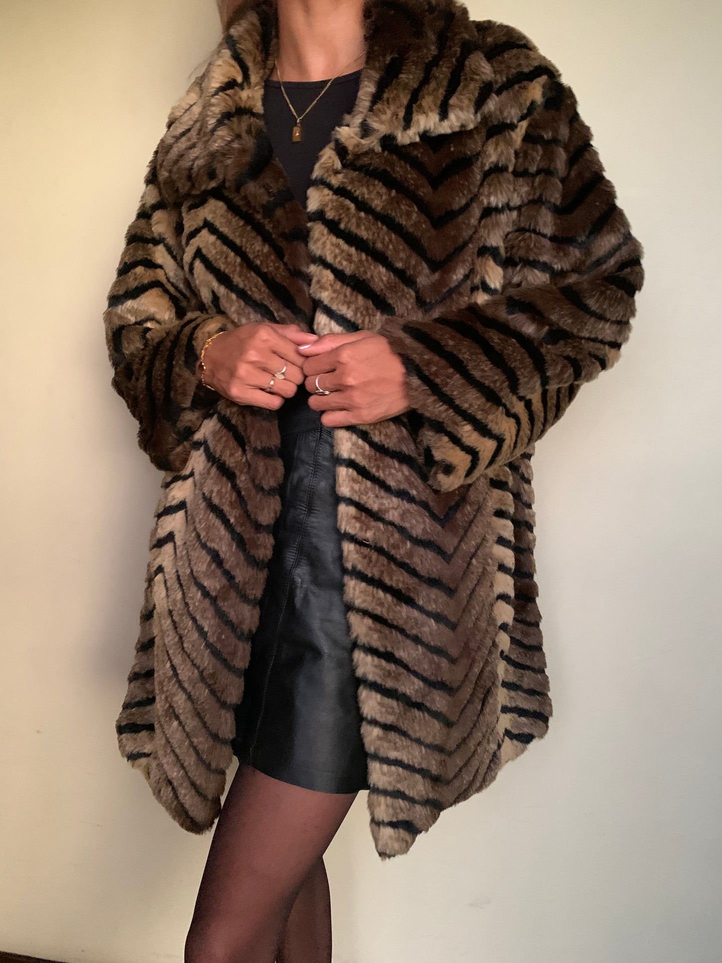 Stripey faux fur