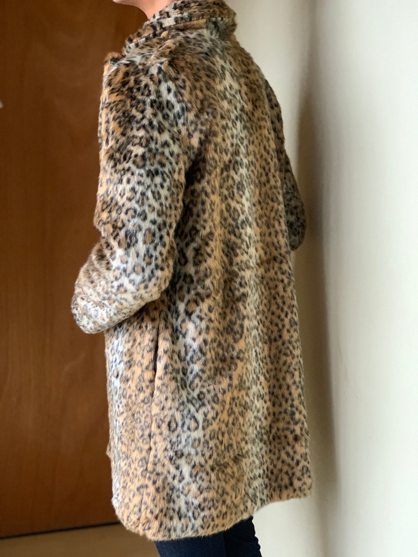 Leopard print fur coat