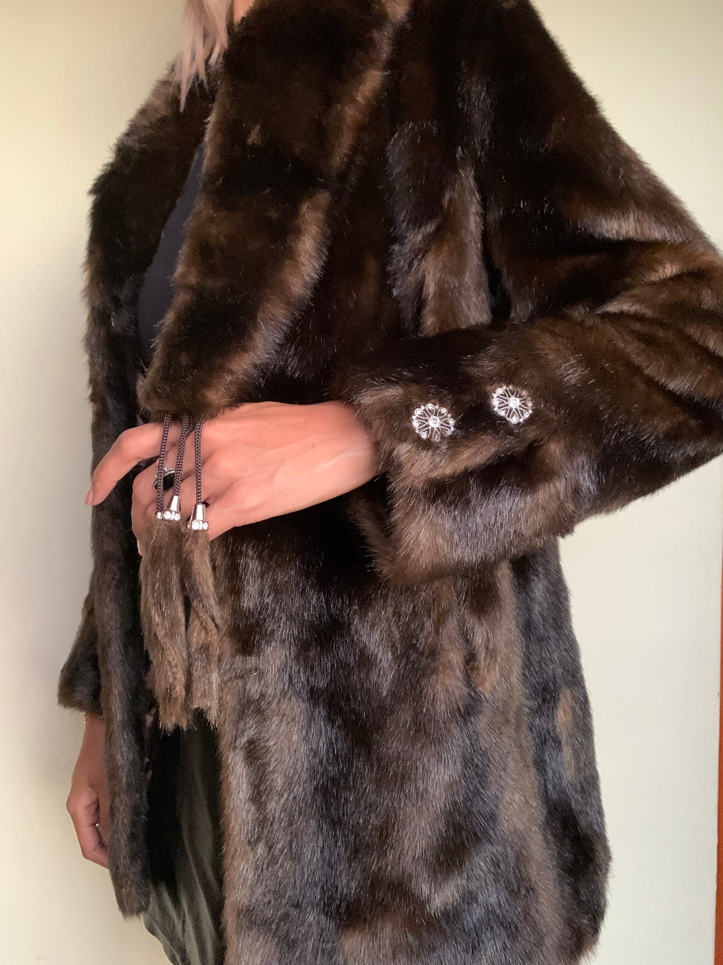 Brown faux fur with tassel