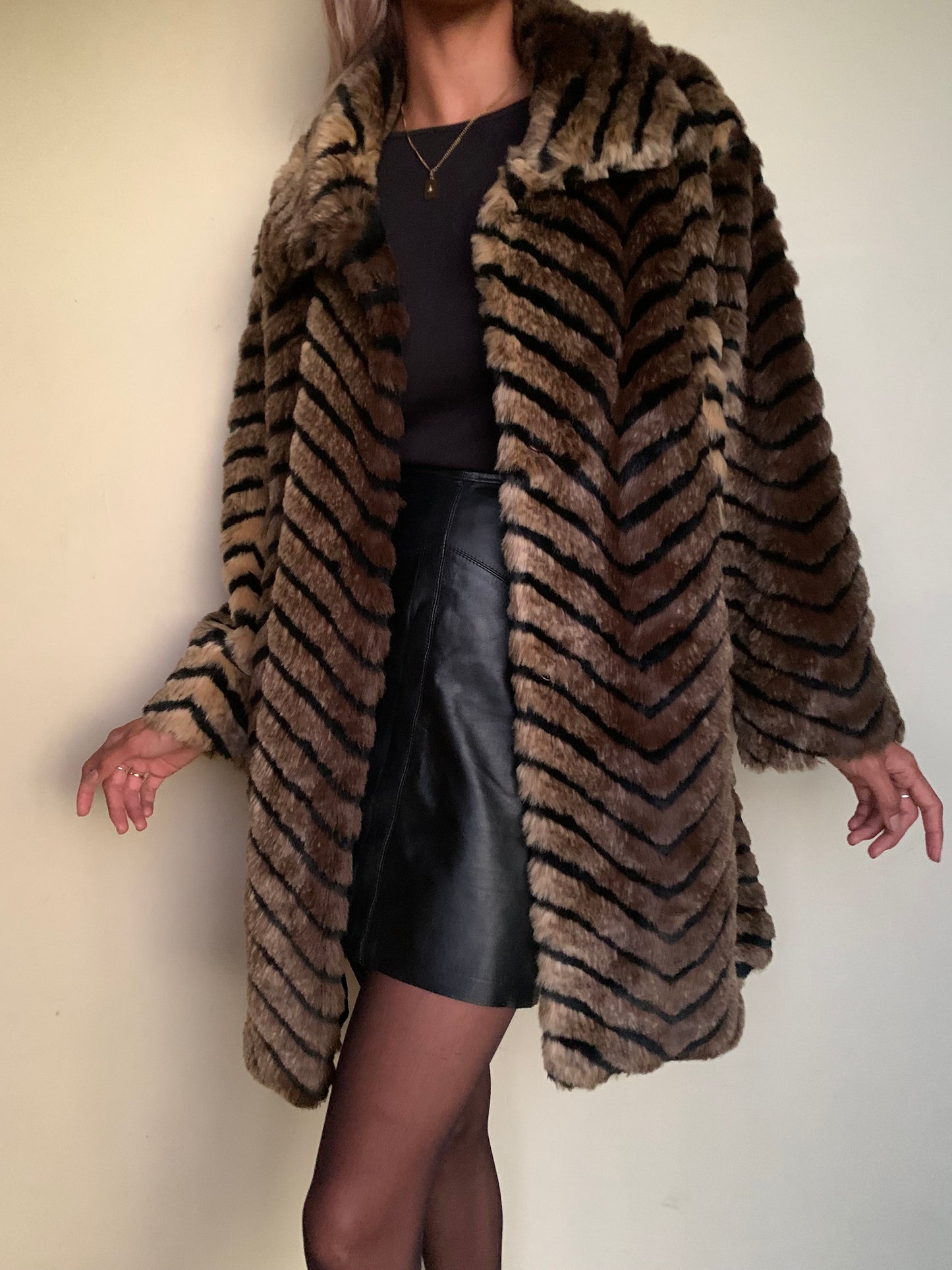 Stripey faux fur