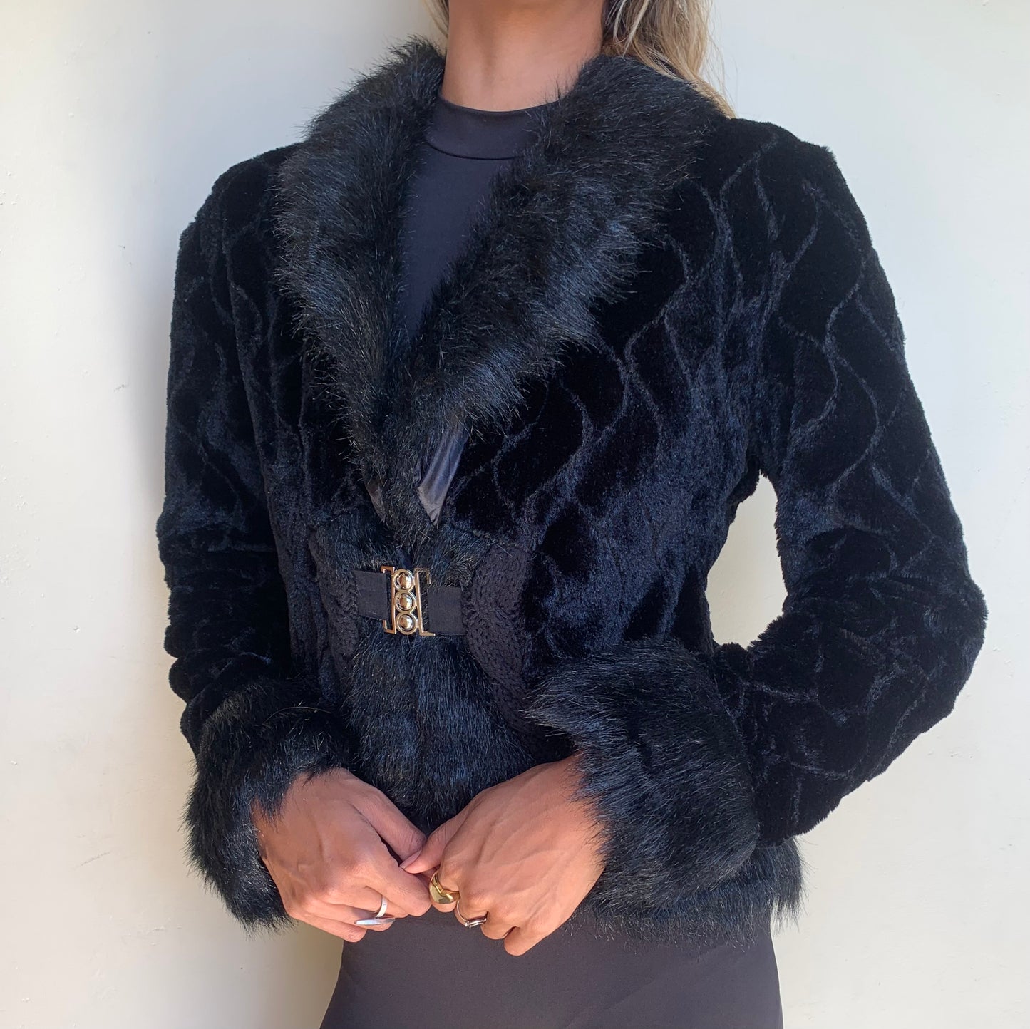 Patterned fur jacket