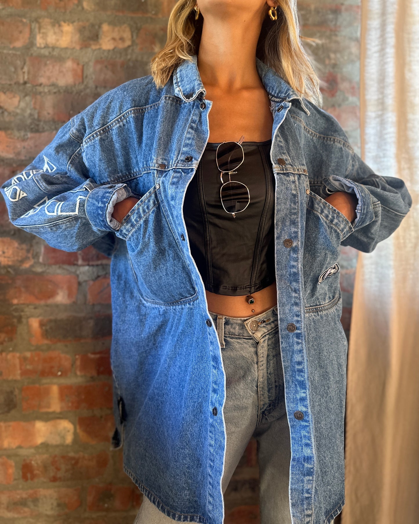 Oversized vintage denim jacket