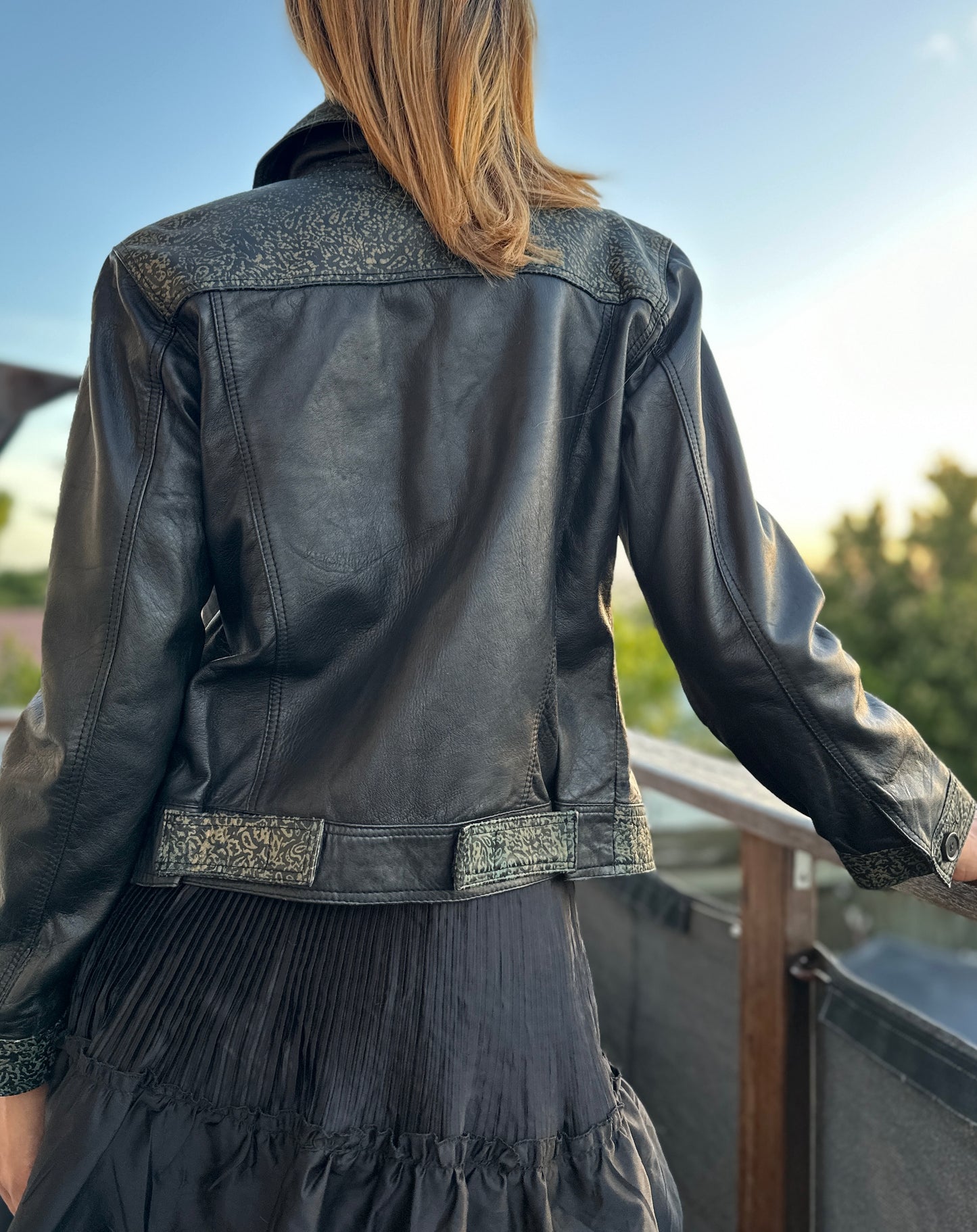 Leather trucker jacket