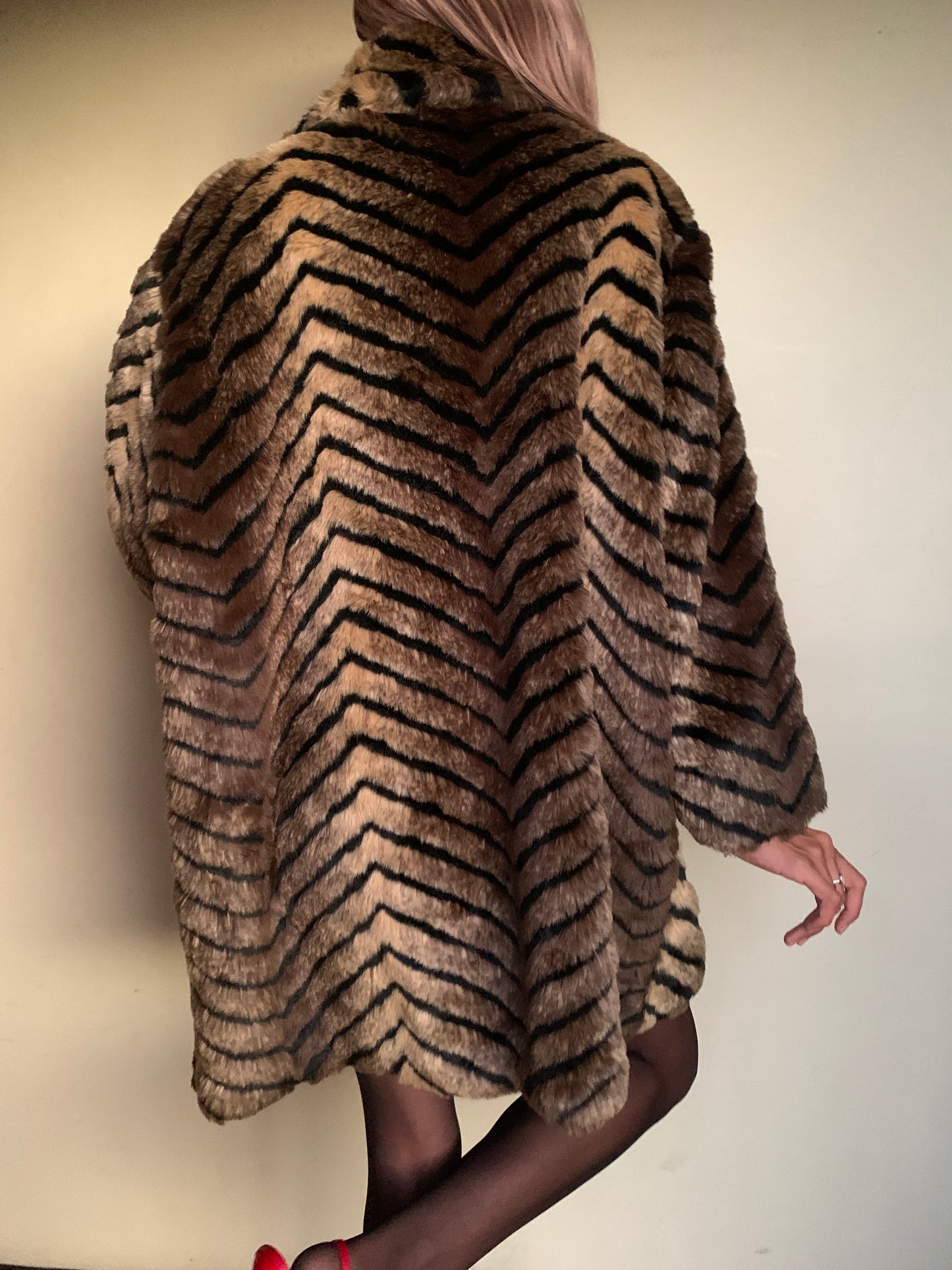 Stripey faux fur