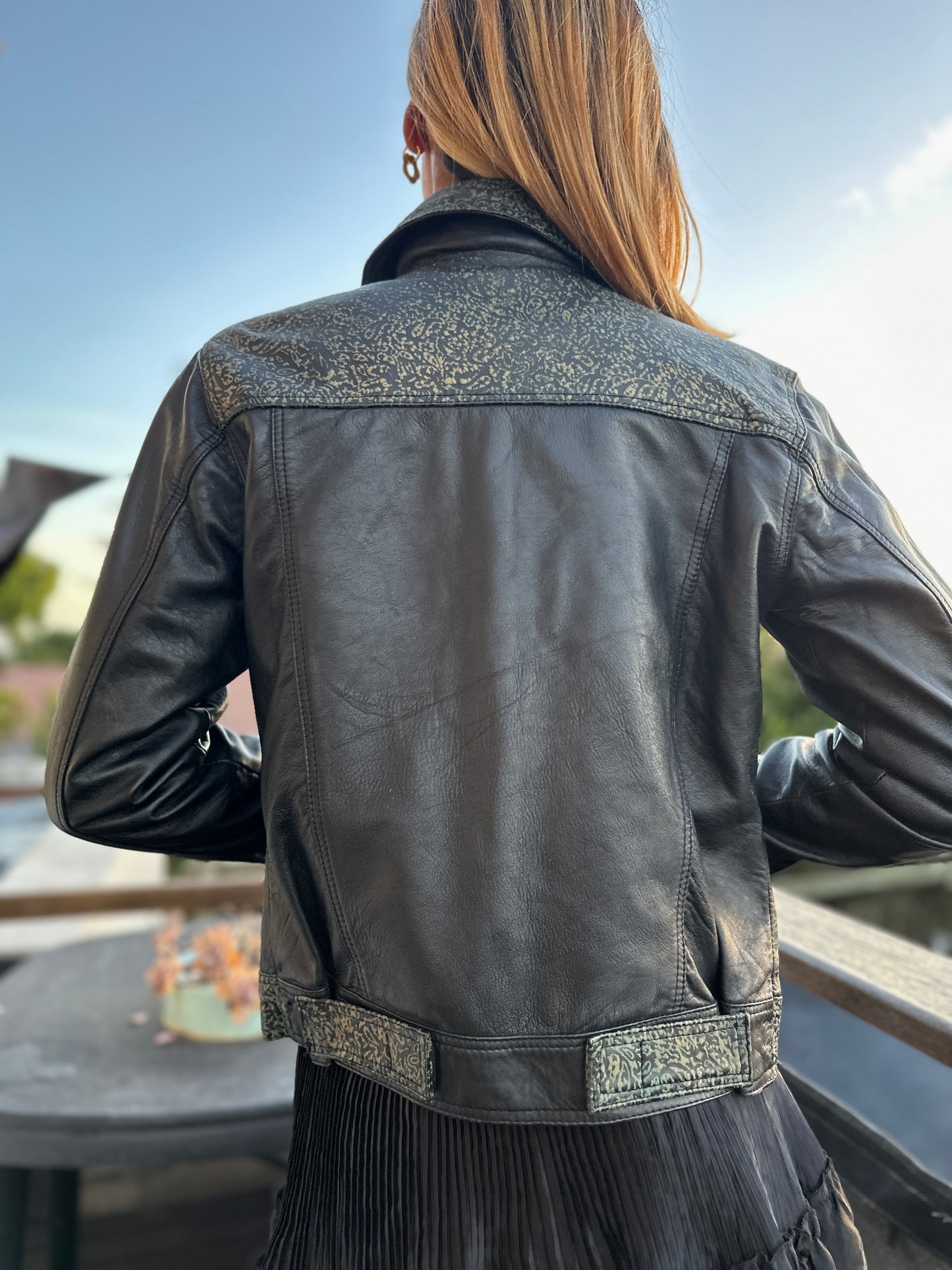 Leather trucker jacket