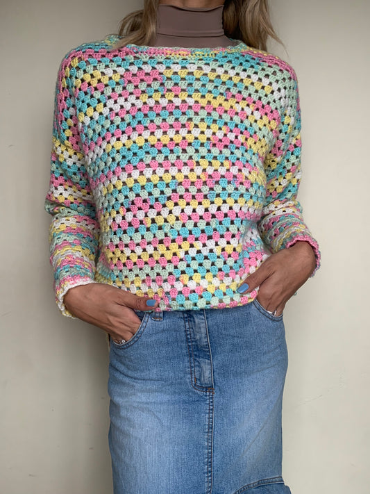 Multicoloured crochet jersey