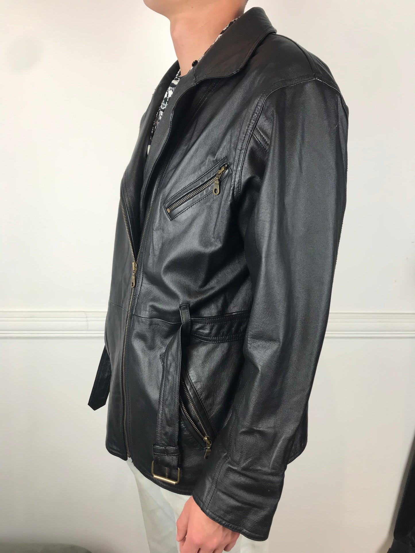 Mens Old school leather biker