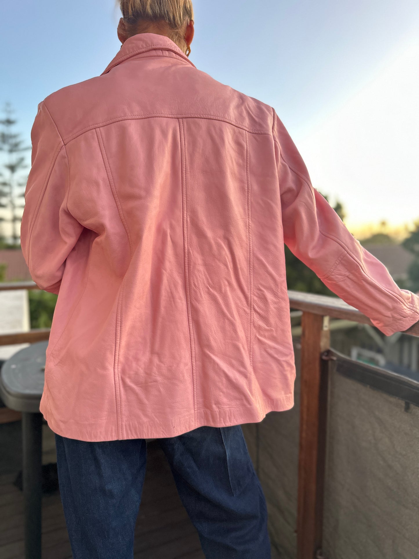 Pink leather blazer