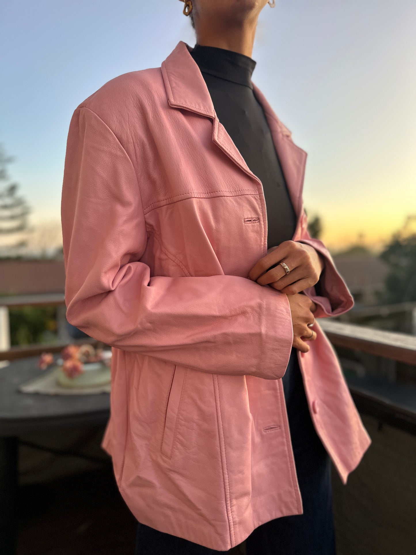 Pink leather blazer