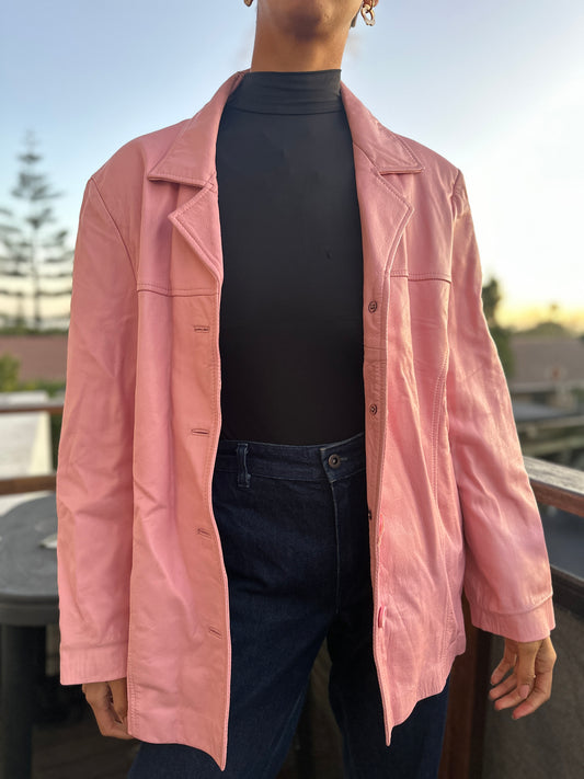 Pink leather blazer