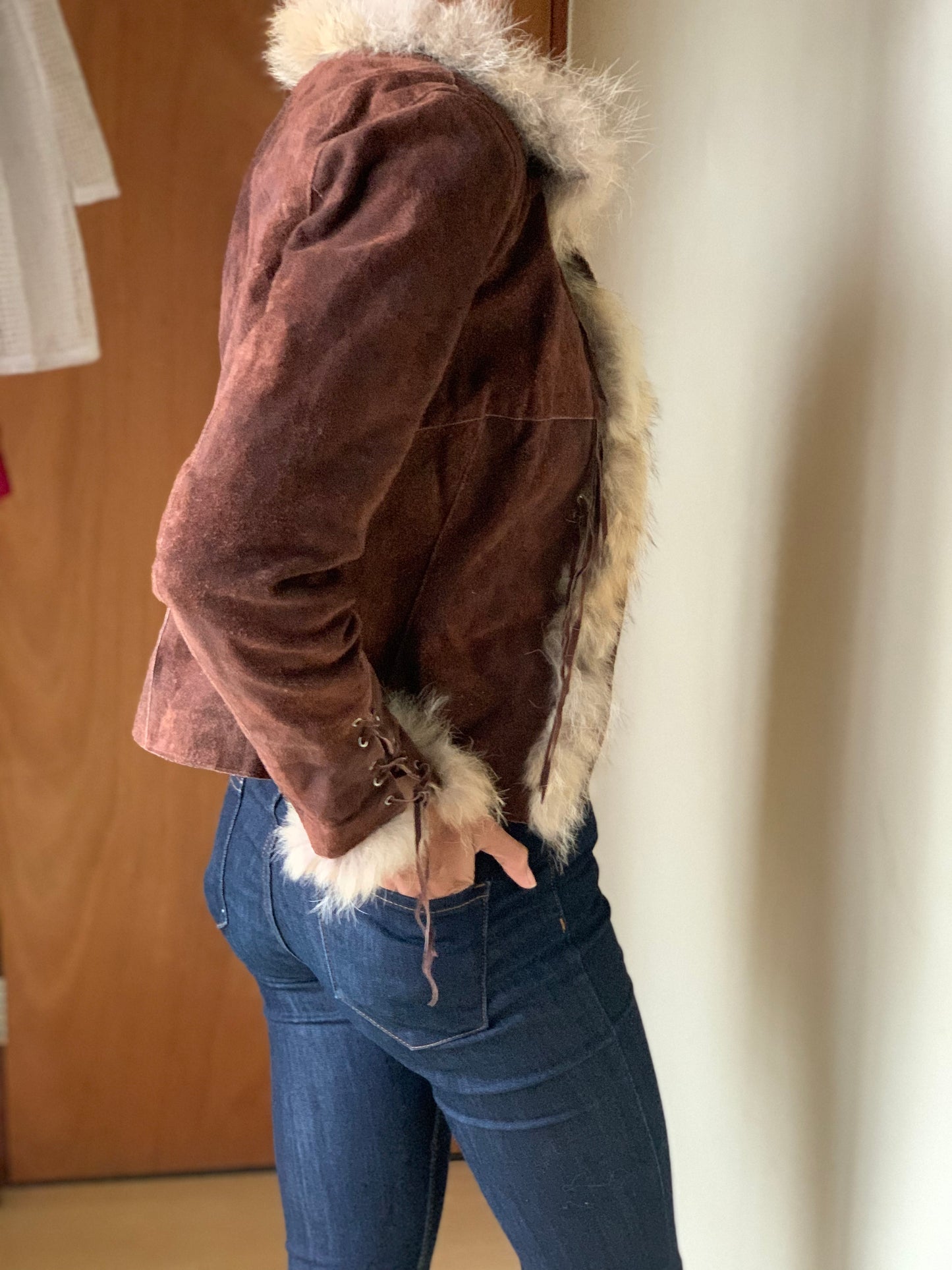 Suede jacket with fur