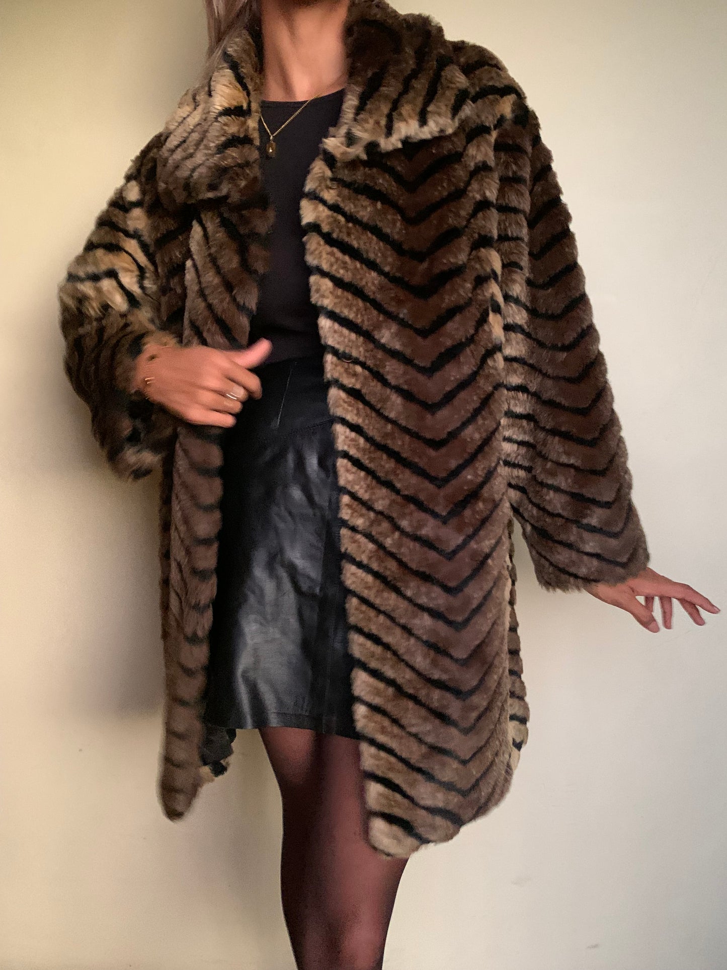 Stripey faux fur