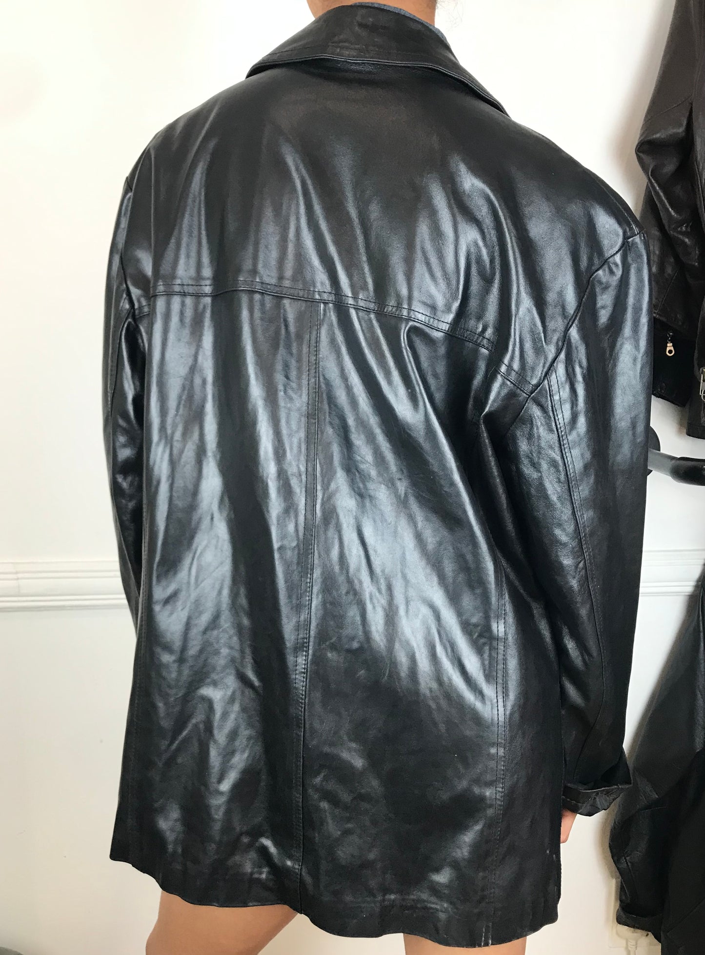 Mens oversized leather jacket