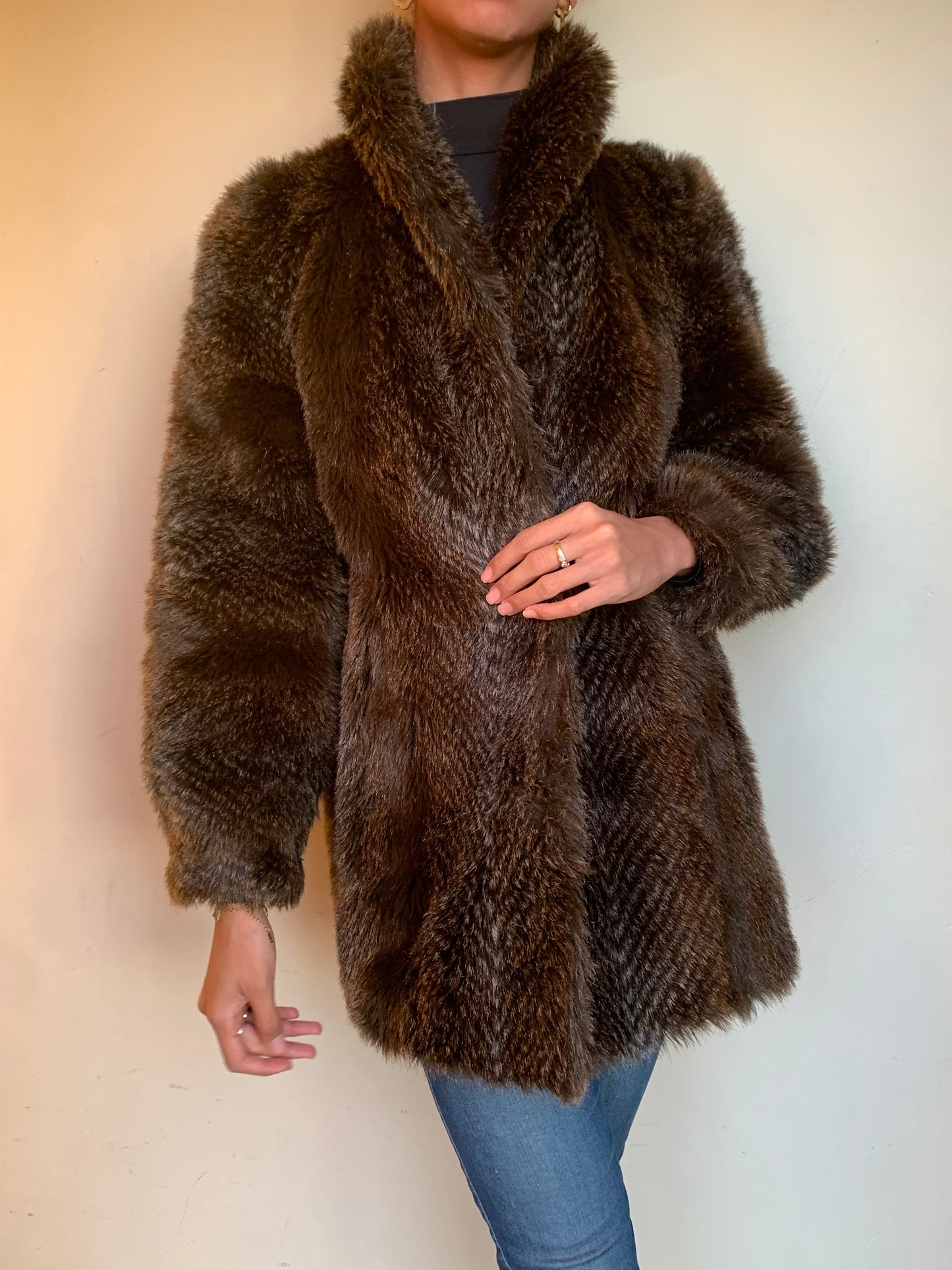 Brown faux fur