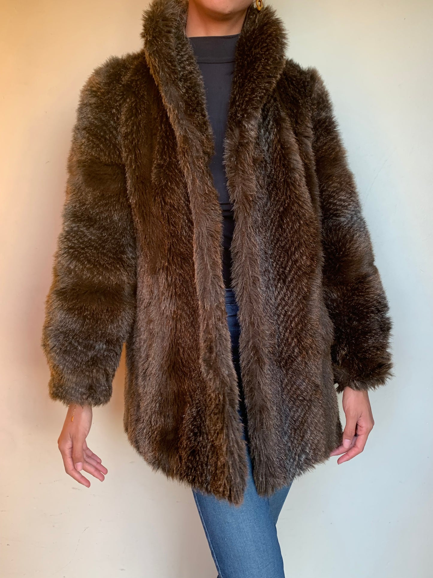 Brown faux fur