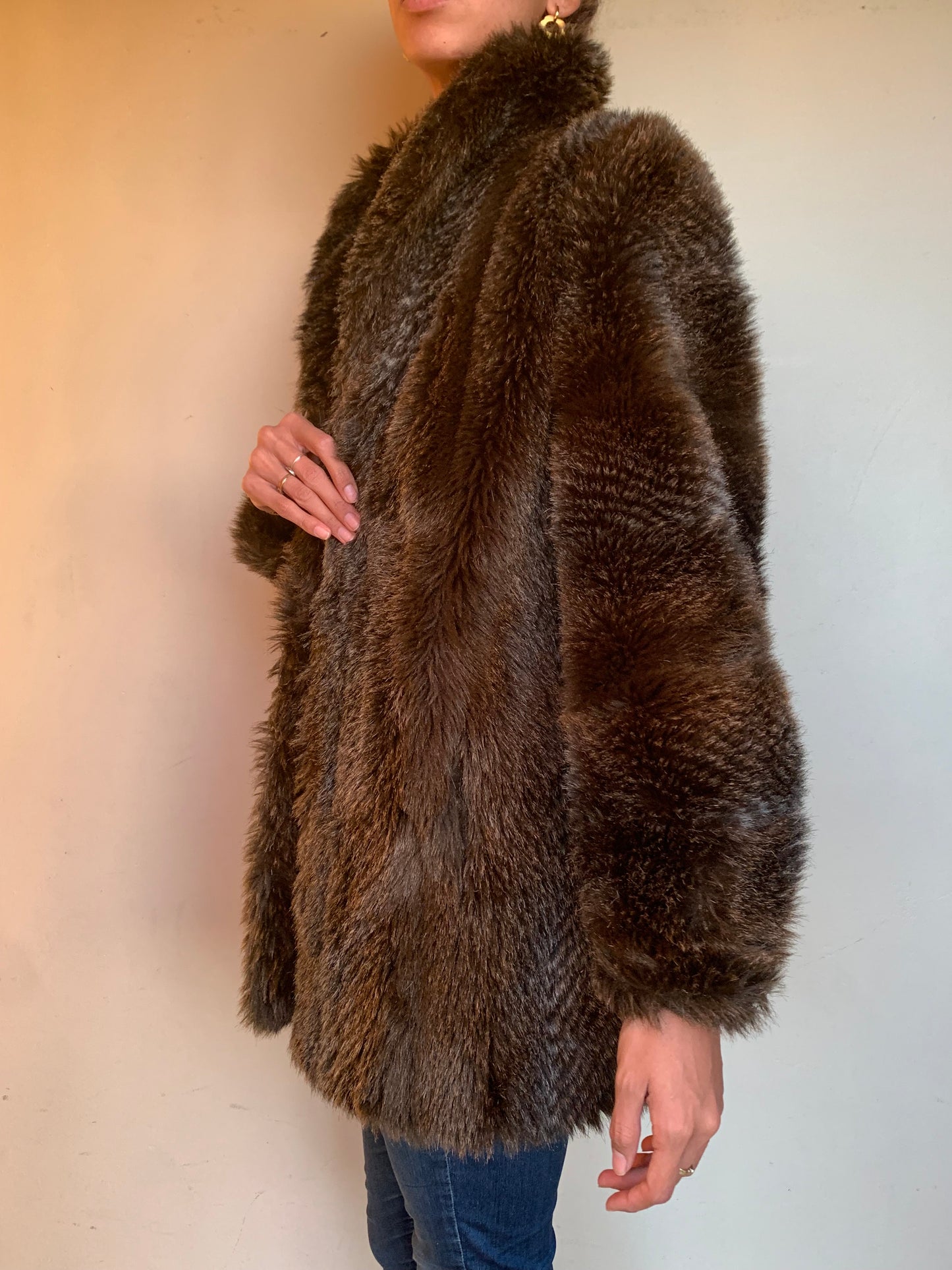 Brown faux fur