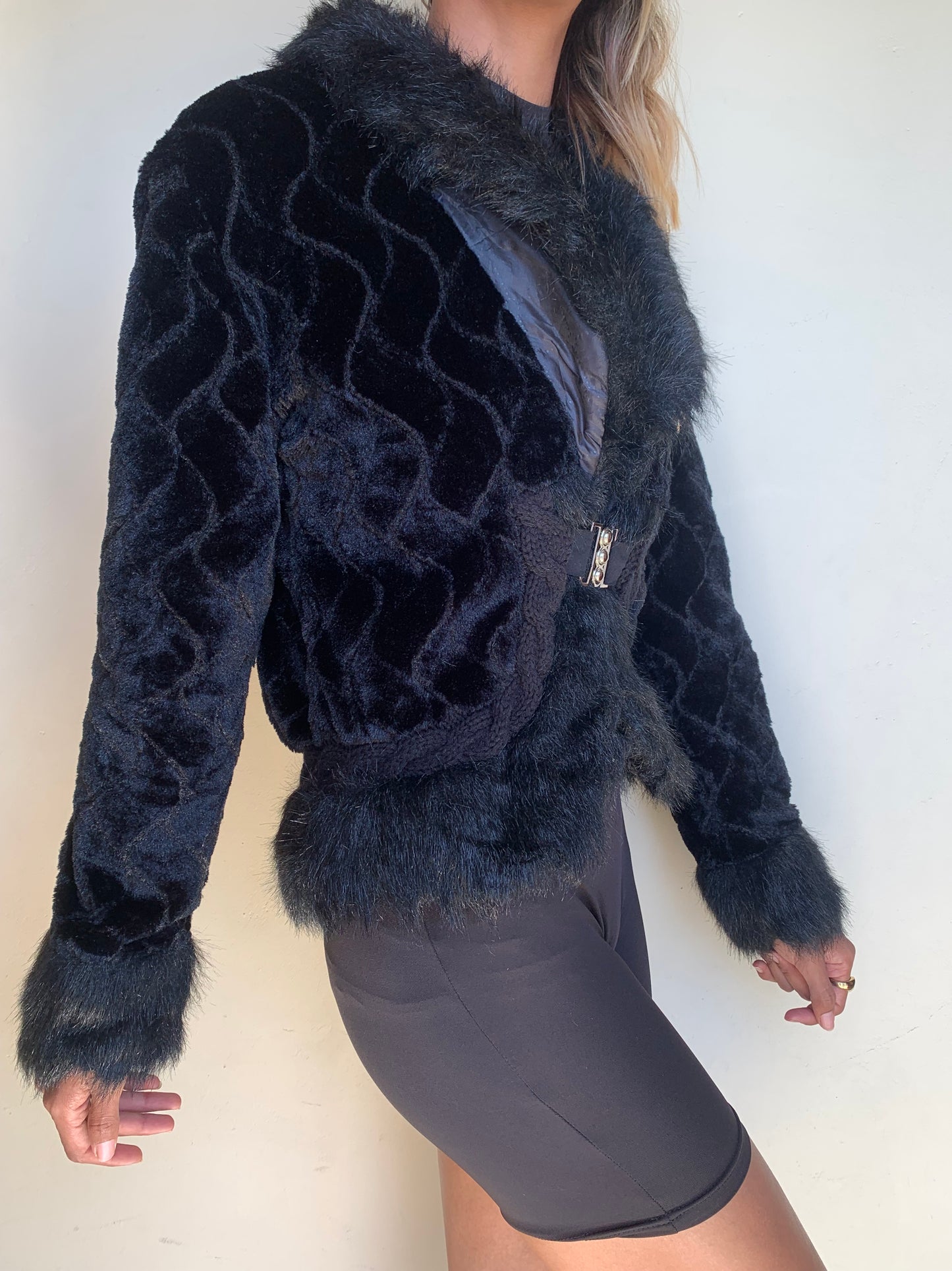 Patterned fur jacket