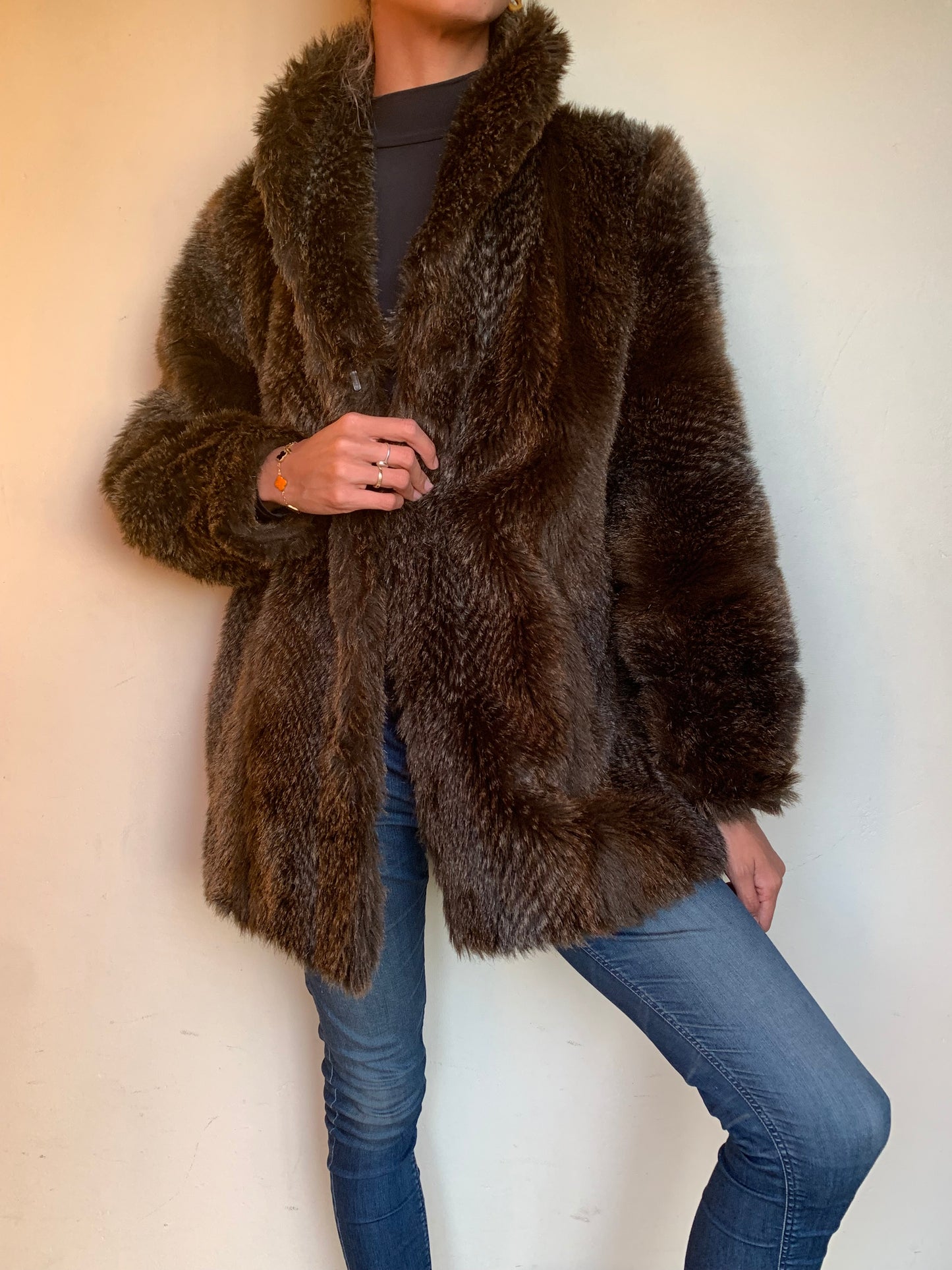 Brown faux fur